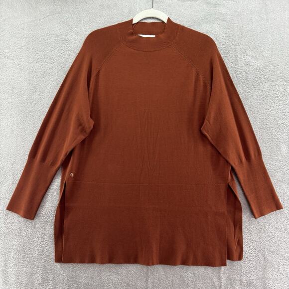Joseph Ribkoff Sweater Womens XL Cinnamon Rib Knit Tunic Mock Neck Long Sleeve - Picture 1 of 11